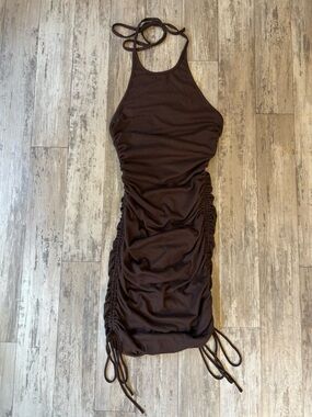 Princess Polly Brown Ribbed Stretch Mini Dress